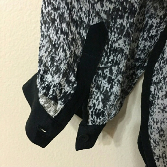 REBECCA TAYLOR Sheer Textured Silk Print Top Sz 10 - Picture 5 of 7